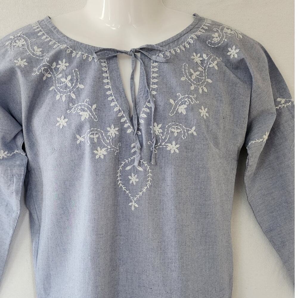 Vintage Ruff Hewn Light Blue Long sleeve Peasant Blouse Women's Size 4-6 - Picture 3 of 12